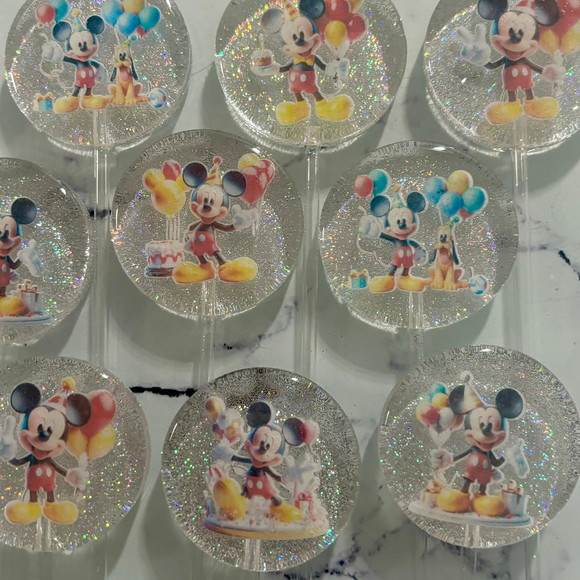 Pirulito de Cristal Mickey Aniversário