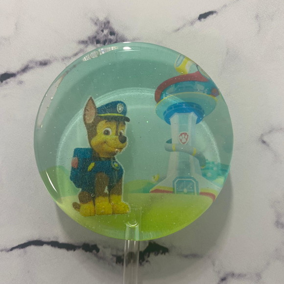 Pirulito de Cristal com Cenário Patrulha Canina