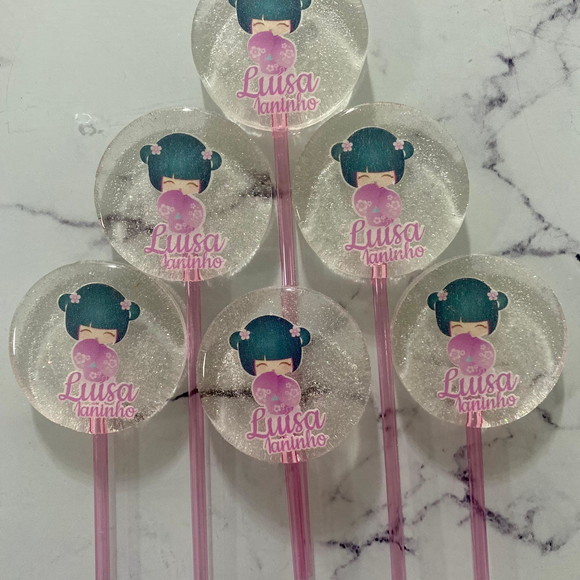 Pirulito de Cristal Kokeshi - Boneca Japonesa