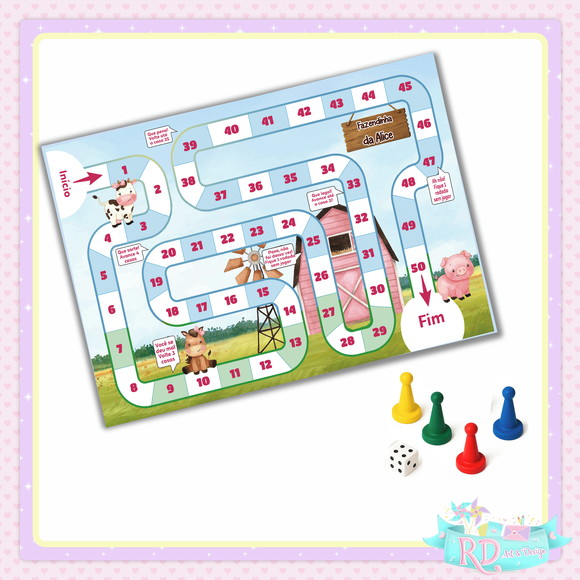 Jogo de Tabuleiro Fazendinha Rosa