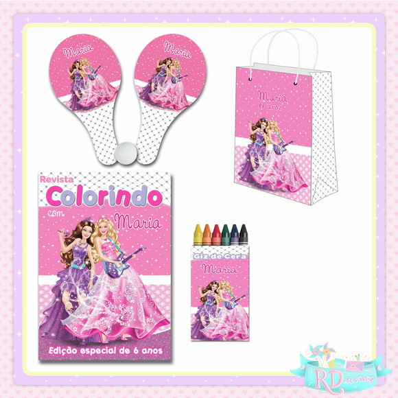 Kit Colorir com Sacolinha Raquete Barbie