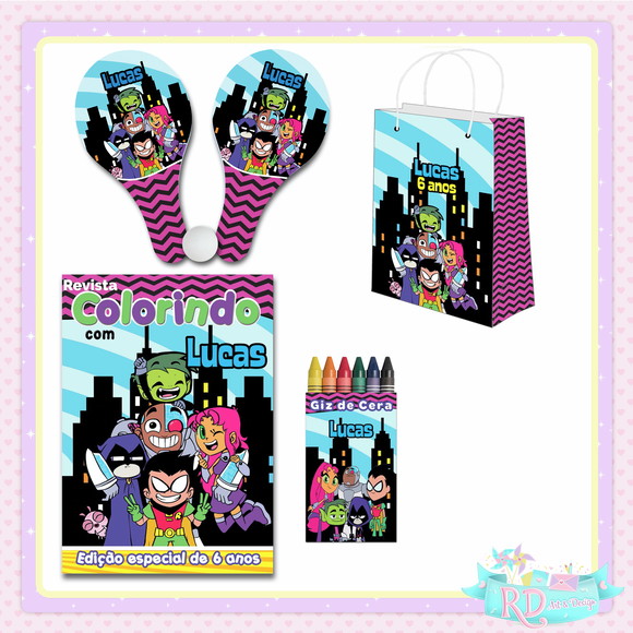 Kit Colorir com Sacolinha Raquete Jovens Titans