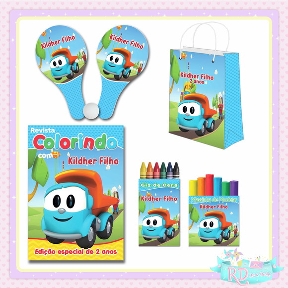 Kit Colorir com Massinha Sacolinha e Raquete Léo o Caminhão