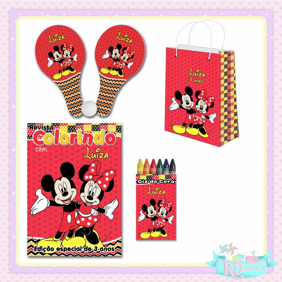 Kit Colorir com Sacolinha Raquete Mickey Minnie