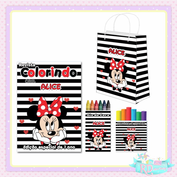 Kit Colorir com Massinha Sacolinha e Raquete Minnie Vermelha