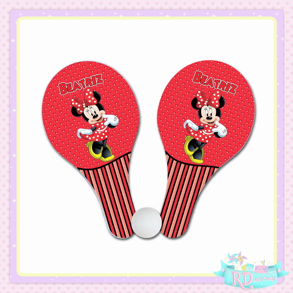 Raquete Ping Pong Minnie Vermelha