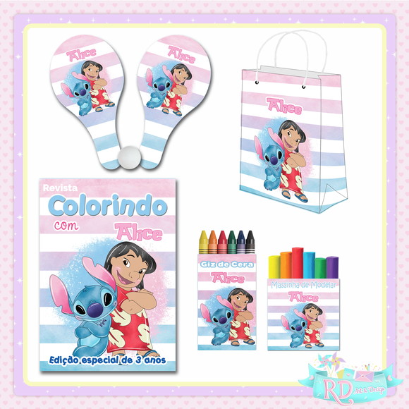 Kit Colorir com Massinha Sacolinha e Raquete Lilo e Stitch