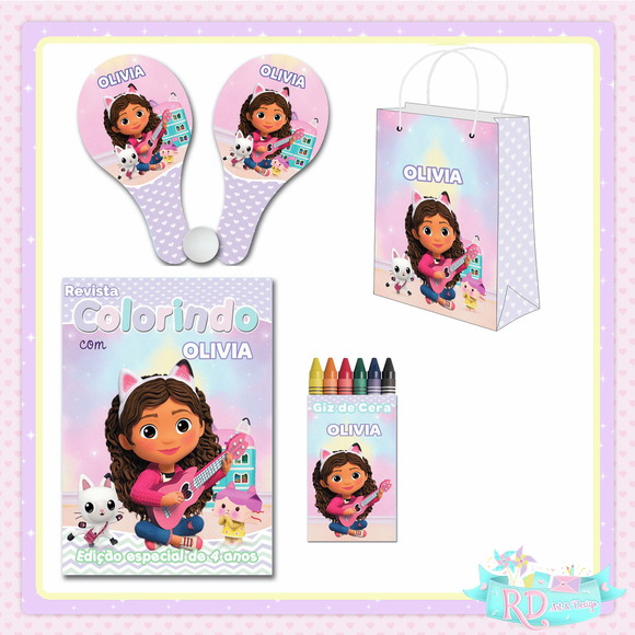 Kit Colorir com Sacolinha e Raquete a Casa Mágica da Gabby