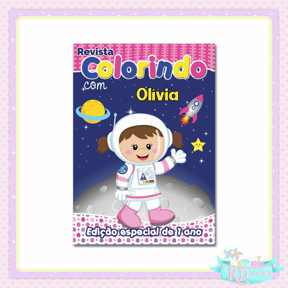 Livrinho de Colorir Astronauta Rosa