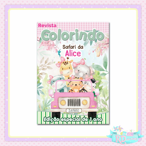 Livrinho de Colorir Safari Rosa