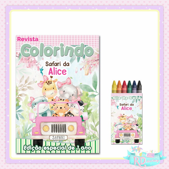 Kit Colorir Safari Rosa