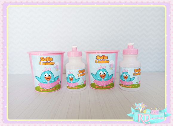Kit Baldinho E Squeeze Galinha Pintadinha