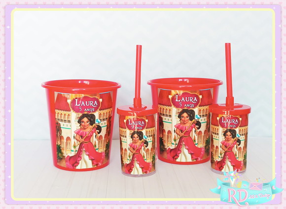 Kit Baldinho e Copo Short Drink Elena de Avalor