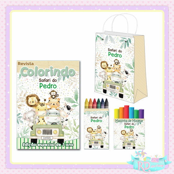 Kit Colorir com Massinha e Sacolinha Safari