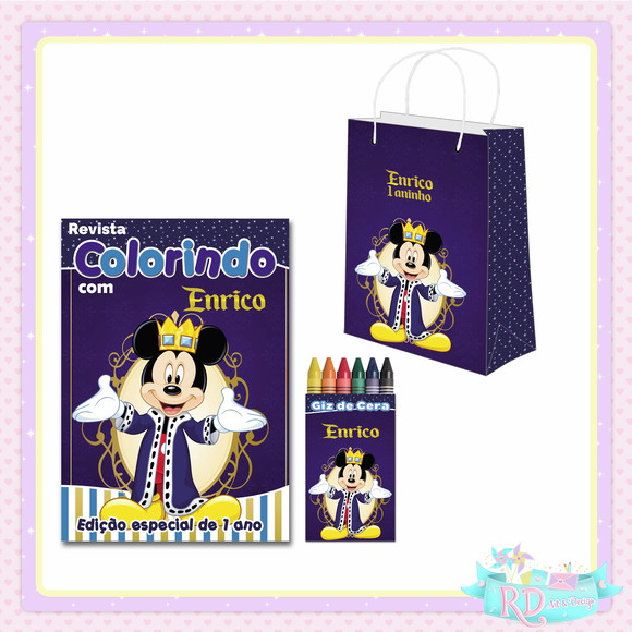 Kit Colorir com Sacolinha Mickey Realeza