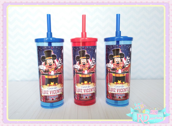 Copo Long Drink com Tampa Circo do Mickey