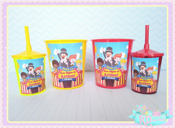 Kit Baldinho e Copo Shake Circo do Bita