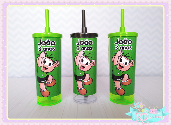 Copo Long Drink com Tampa Cebolinha
