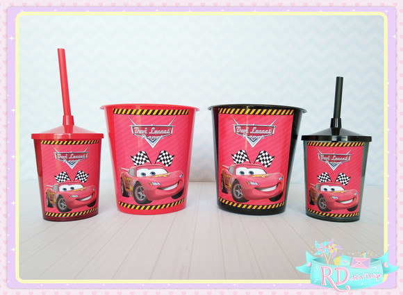 Kit Baldinho e Copo Shake Carros