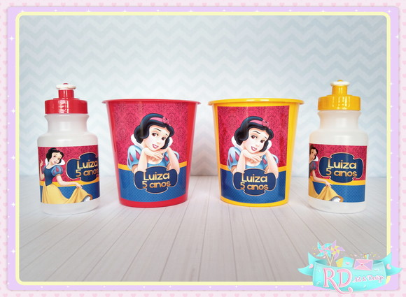 Kit Baldinho e Squeeze Branca de Neve