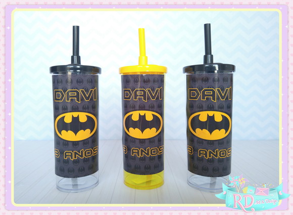Copo Long Drink com Tampa Batman