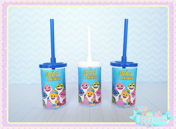 Copo Short Drink com Tampa Baby Shark