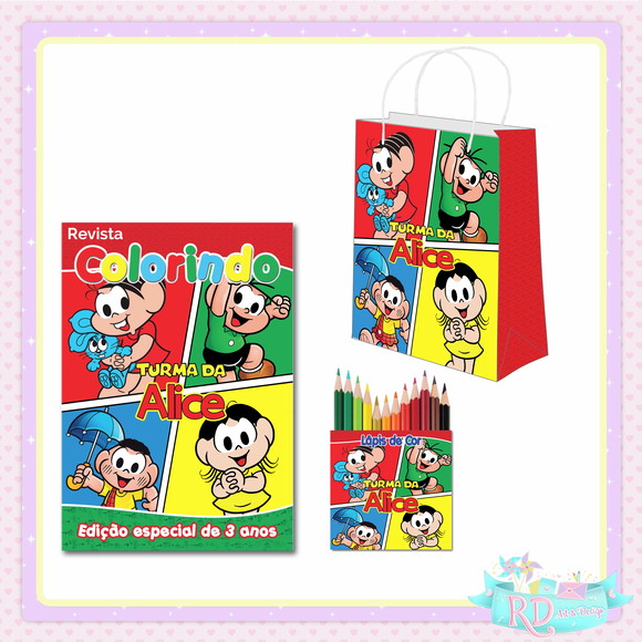 Kit Colorir com Lápis de Cor e Sacolinha Turma da Mônica