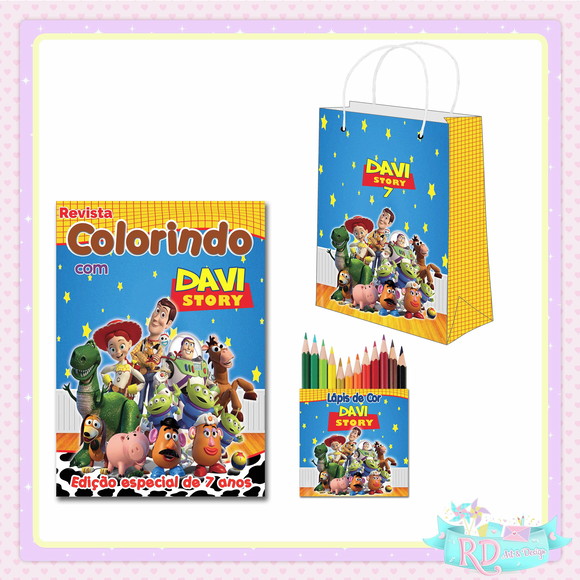 Kit Colorir com Lápis de Cor e Sacolinha Toy Story