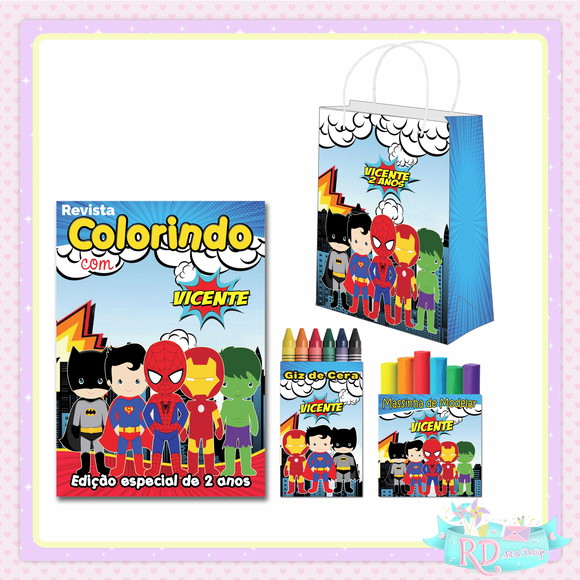 Kit Colorir com Massinha e Sacolinha Super Herói Cute