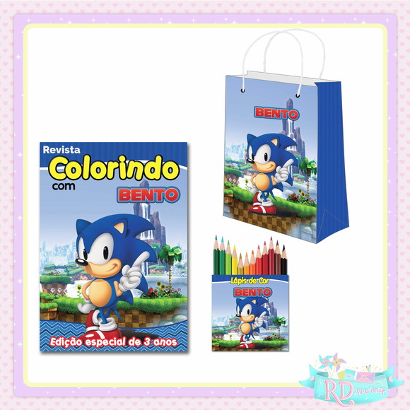 Kit Colorir com Lápis de Cor e Sacolinha Sonic
