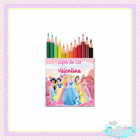 Mini Lápis de Cor Princesas
