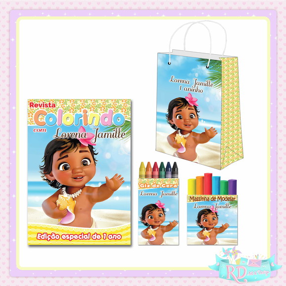 Kit Colorir com Massinha e Sacolinha Moana Baby
