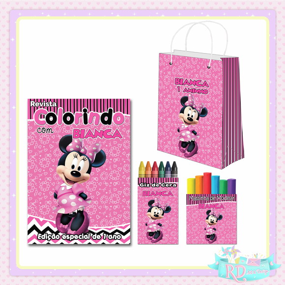 Kit Colorir com Massinha e Sacolinha Minnie Rosa