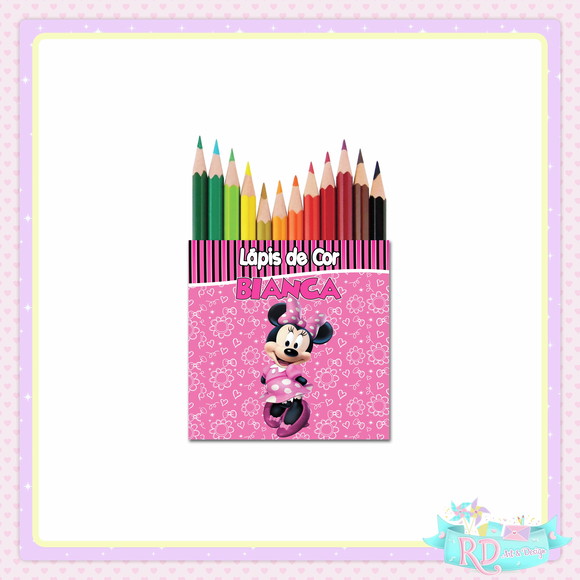 Mini Lápis de Cor Minnie Rosa