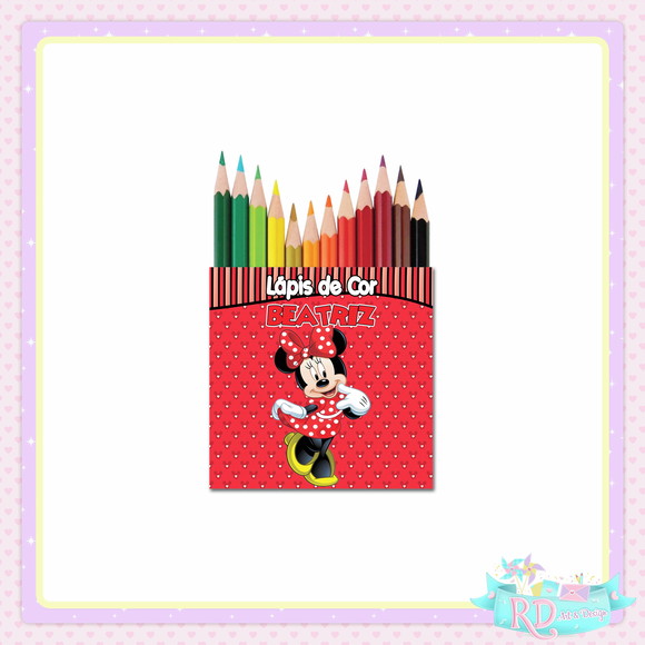 Mini Lápis de Cor Minnie Vermelha