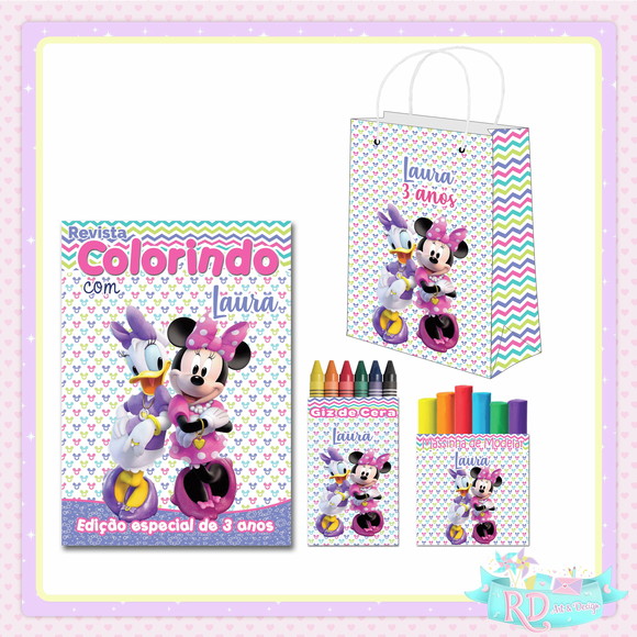 Kit Colorir com Massinha e Sacolinha Minnie e Margarida
