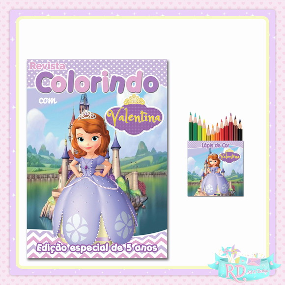 Kit Colorir com Lápis de Cor Princesa Sofia