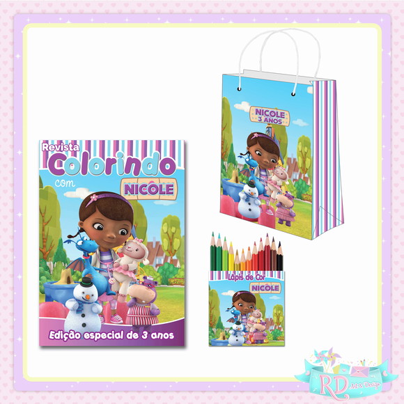 Kit Colorir com Lápis de Cor Sacolinha Doutora Brinquedos