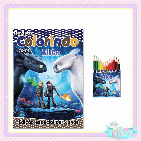 Kit Colorir com Lápis de Cor Como Treinar o seu Dragão
