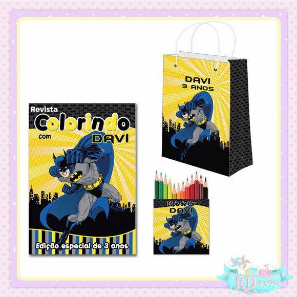 Kit Colorir com Lápis de Cor e Sacolinha Batman