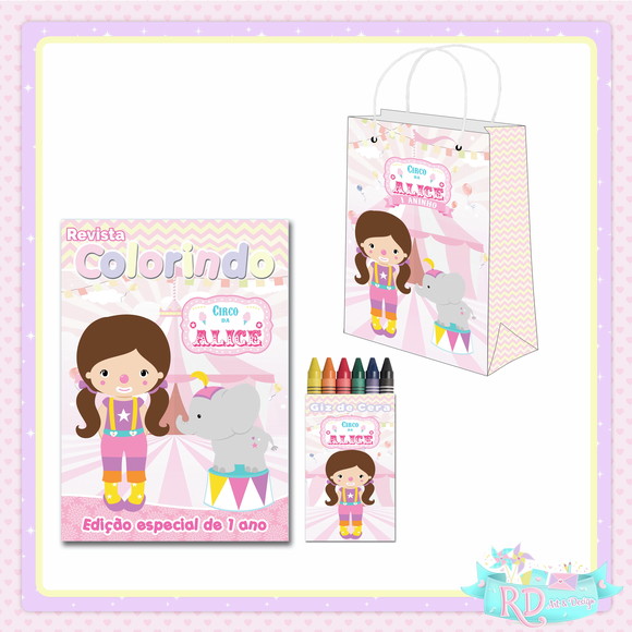 Kit Colorir com Sacolinha Circo Rosa