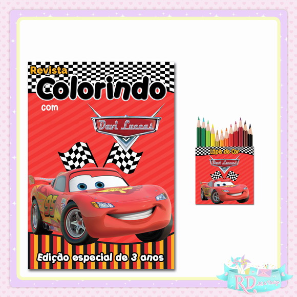 Kit Colorir com Lápis de Cor Carros