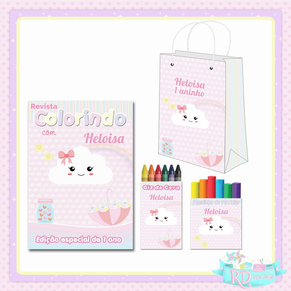Kit Colorir com Massinha e Sacolinha Chuva de Benção