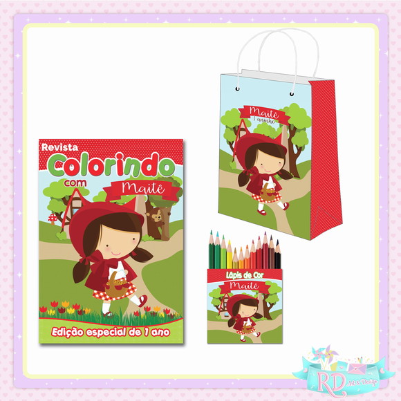Kit Colorir com Lápis de Cor Sacolinha Chapeuzinho Vermelho