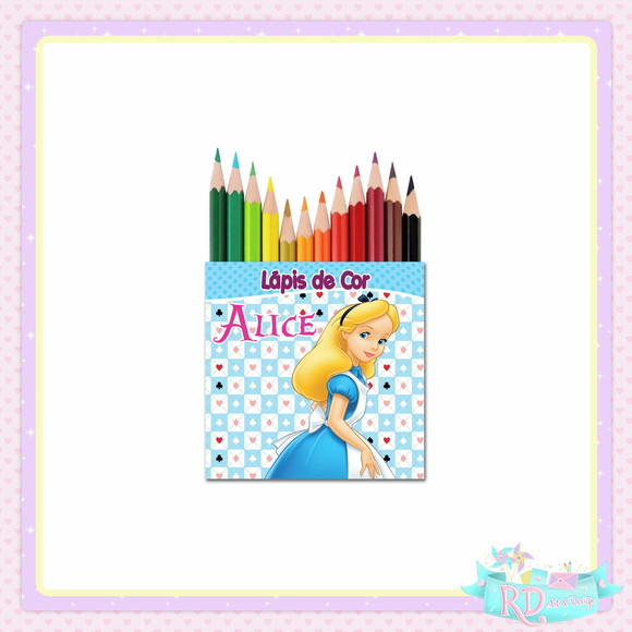 Mini Lápis de Cor Alice no País das Maravilhas