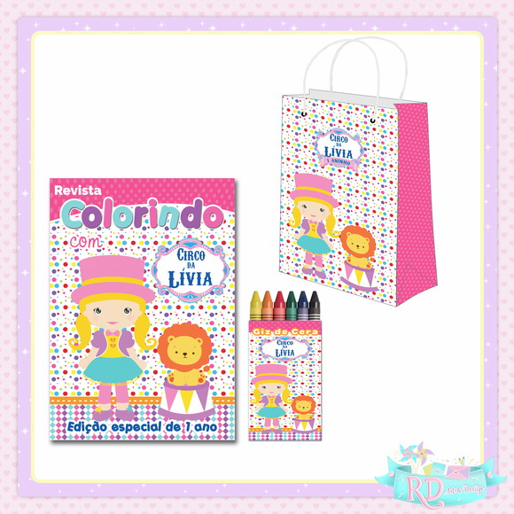 Kit Colorir com Sacolinha Circo Rosa