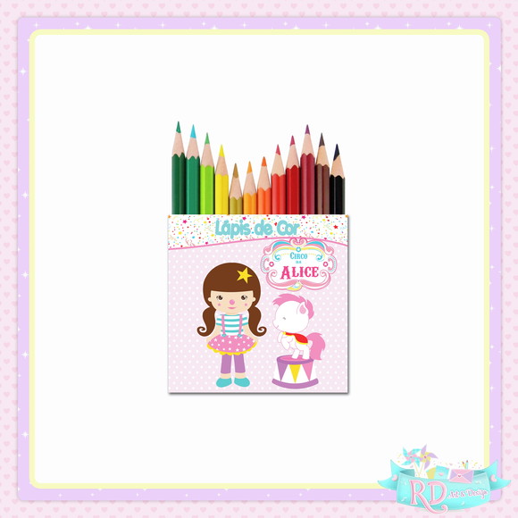 Mini Lápis De Cor Circo Rosa