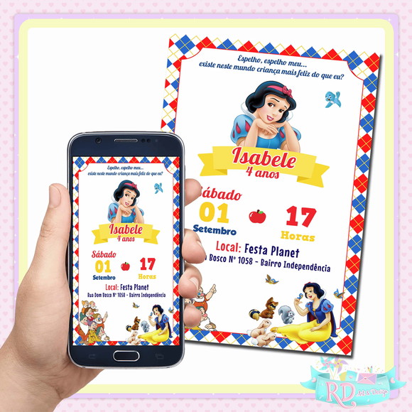 Convite Digital Branca de Neve