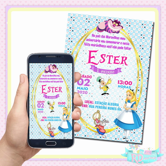 Convite Digital Alice no País das Maravilhas