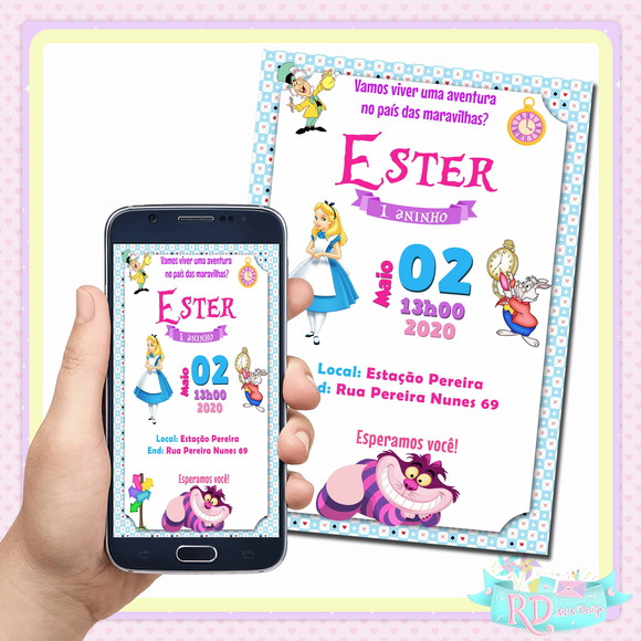 Convite Digital Alice no País das Maravilhas